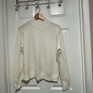 Ann Taylor Chic White Sweater with Black Dots Small S NWOT